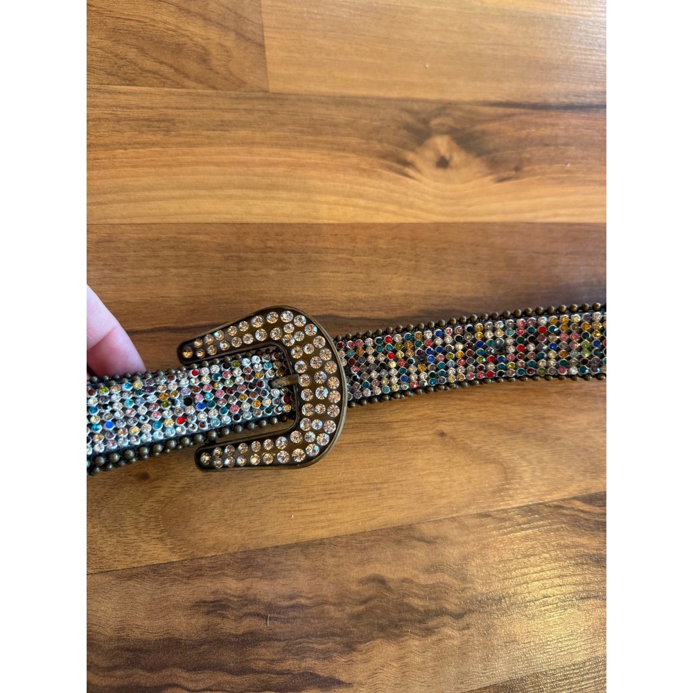 Unbranded Rhinestone Western Belt Womens ML Multi Color Leather‎ Studded Cowgirl